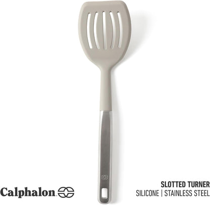 Prime Slotted Turner, Kitchen Flipping Spatula, Slotted Spatula with Silicone Head and Stainless Steel Handle, Heat Resistant Nonstick Cookware for Flipping and Draining (Navy Blue)