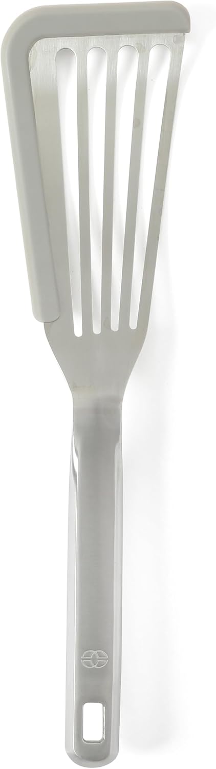 Prime Slotted Turner, Kitchen Flipping Spatula, Slotted Spatula with Silicone Head and Stainless Steel Handle, Heat Resistant Nonstick Cookware for Flipping and Draining (Navy Blue)