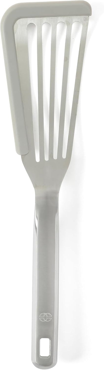Prime Slotted Turner, Kitchen Flipping Spatula, Slotted Spatula with Silicone Head and Stainless Steel Handle, Heat Resistant Nonstick Cookware for Flipping and Draining (Navy Blue)
