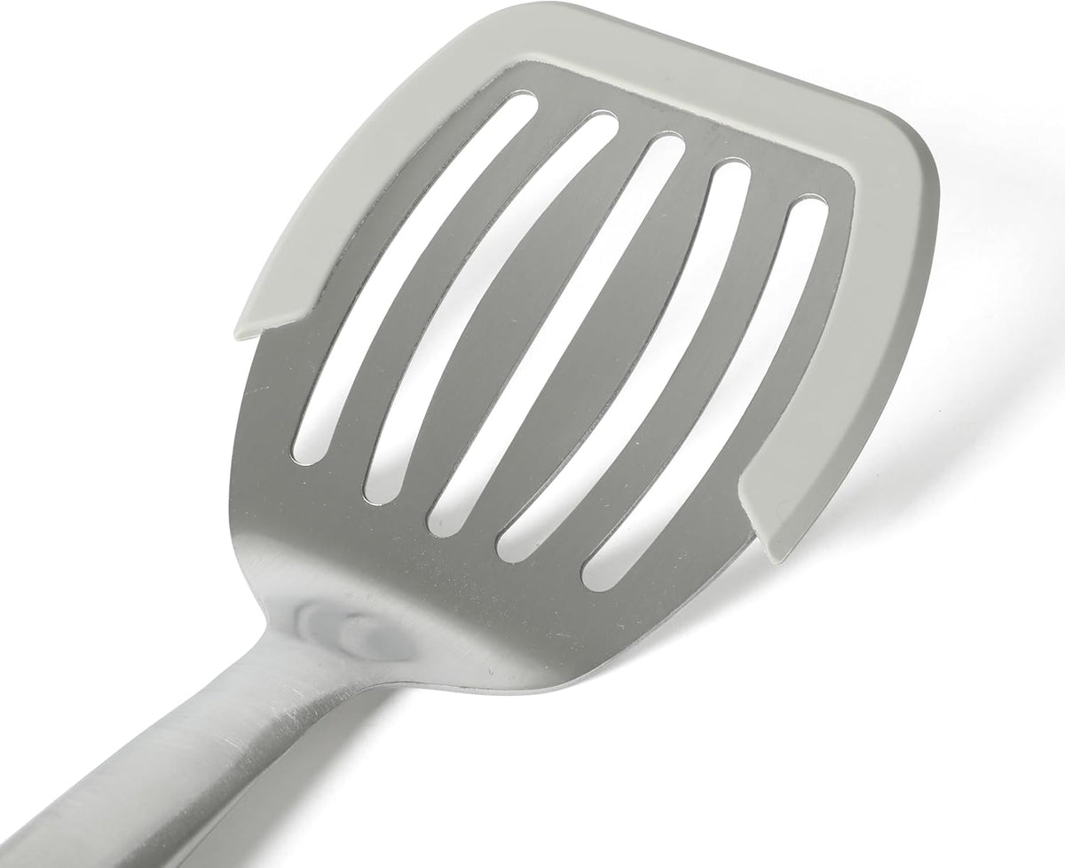 Prime Slotted Turner, Kitchen Flipping Spatula, Slotted Spatula with Silicone Head and Stainless Steel Handle, Heat Resistant Nonstick Cookware for Flipping and Draining (Navy Blue)