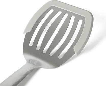 Prime Slotted Turner, Kitchen Flipping Spatula, Slotted Spatula with Silicone Head and Stainless Steel Handle, Heat Resistant Nonstick Cookware for Flipping and Draining (Navy Blue)