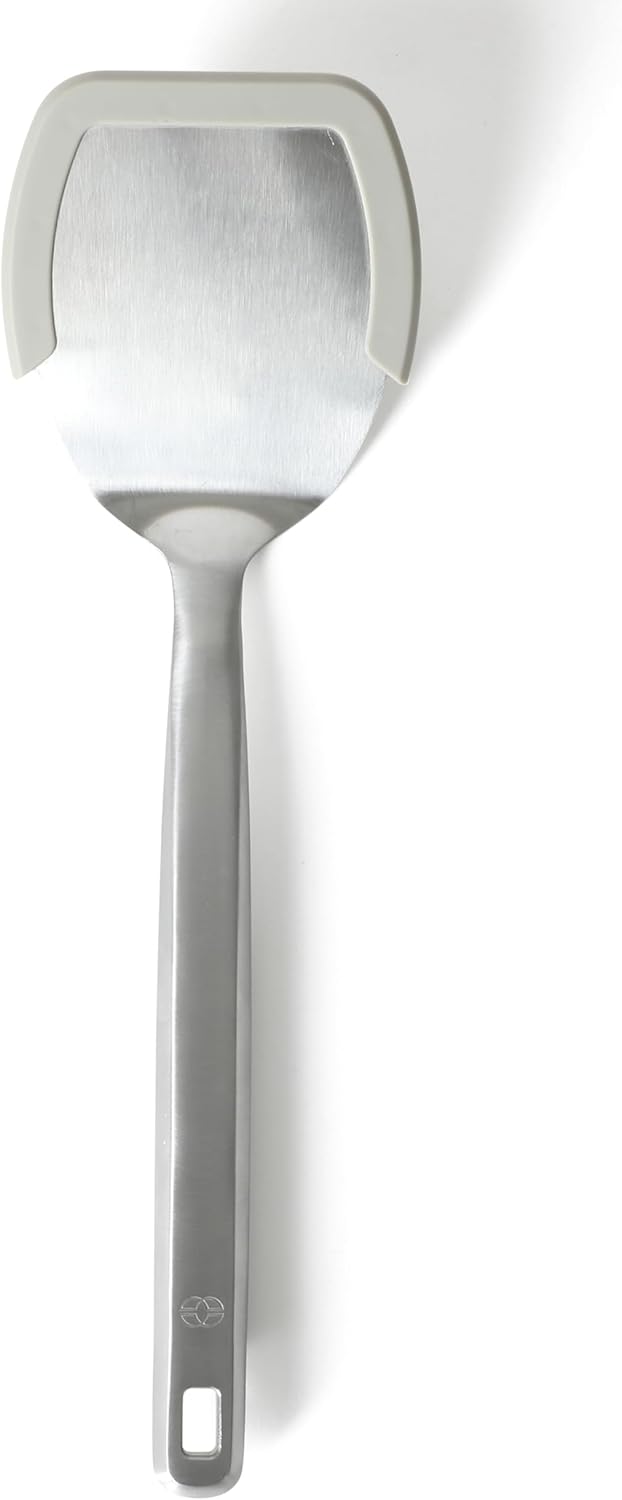 Prime Slotted Turner, Kitchen Flipping Spatula, Slotted Spatula with Silicone Head and Stainless Steel Handle, Heat Resistant Nonstick Cookware for Flipping and Draining (Navy Blue)