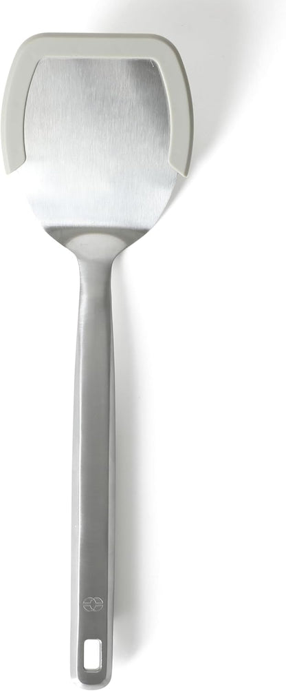 Prime Slotted Turner, Kitchen Flipping Spatula, Slotted Spatula with Silicone Head and Stainless Steel Handle, Heat Resistant Nonstick Cookware for Flipping and Draining (Navy Blue)