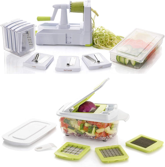 7-Blade Spiralizer & QuickPush Food Chopper