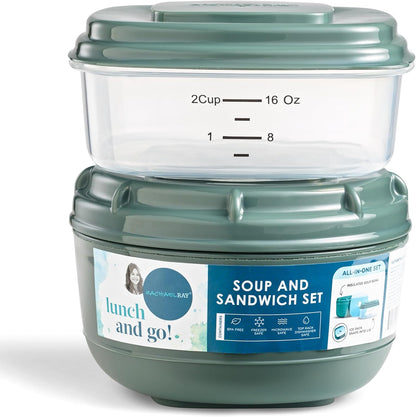 Rachael Ray Salad Container For Lunch, Salad Lunch Container For Adults, Salad Bowl Kit With Compartments For Salad Dressing & Toppings, Includes Ice Pack