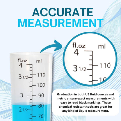 4oz (110 mL) Graduated Cylinder - Heat Resistant & Chemical Resistant, Multipurpose Measuring Cylinder, Measurements in Milliliters (mL) and Fluid Ounces (Fl Oz) (1 Pack)