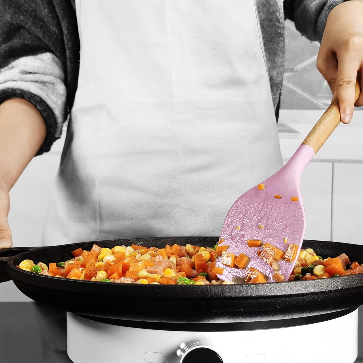 Silicone Cooking Utensils Kitchen Utensil Set - 446°F Heat Resistant Silicone Kitchen Utensils Set, Spatula,Turner Tongs, Spoon, Whisk,Kitchen Gadgets for Nonstick Cookware, BPA Free (Gray)