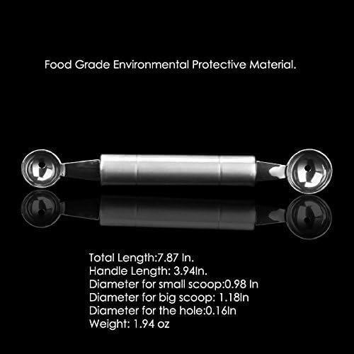 2 Pcs Double Ended Headed Fruit Icecream Ball Spoon Melon Baller Parisienne Scoop Smooth Round Melon Balls Melon Scoop for Watermelon/Ice 30mm Melon Ballers