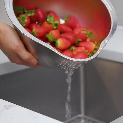 Stainless Steel Rice Strainer Bowl Rice Washer Colander