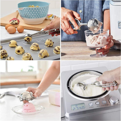 Ice Cream Scoop, 3Pcs Cookie Scoop Set, Stainless Steel Ice Cream Scooper with Trigger Release, Large/Medium/Small Cookie Scooper for Baking, Cookie Scoops for Baking Set of 3 (3pcs/set)