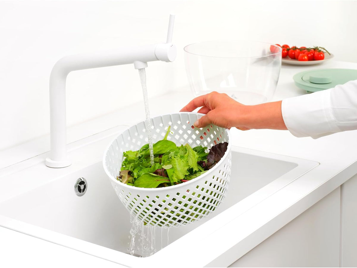 Tasty+ Salad Spinner with Serving Bowl & Colander | Crisp Greens and Berry Dryer with Non-Slip Base | Recyclable, Dishwasher-Safe, Durable Plastic | Jade Green