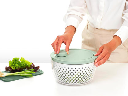 Tasty+ Salad Spinner with Serving Bowl & Colander | Crisp Greens and Berry Dryer with Non-Slip Base | Recyclable, Dishwasher-Safe, Durable Plastic | Jade Green