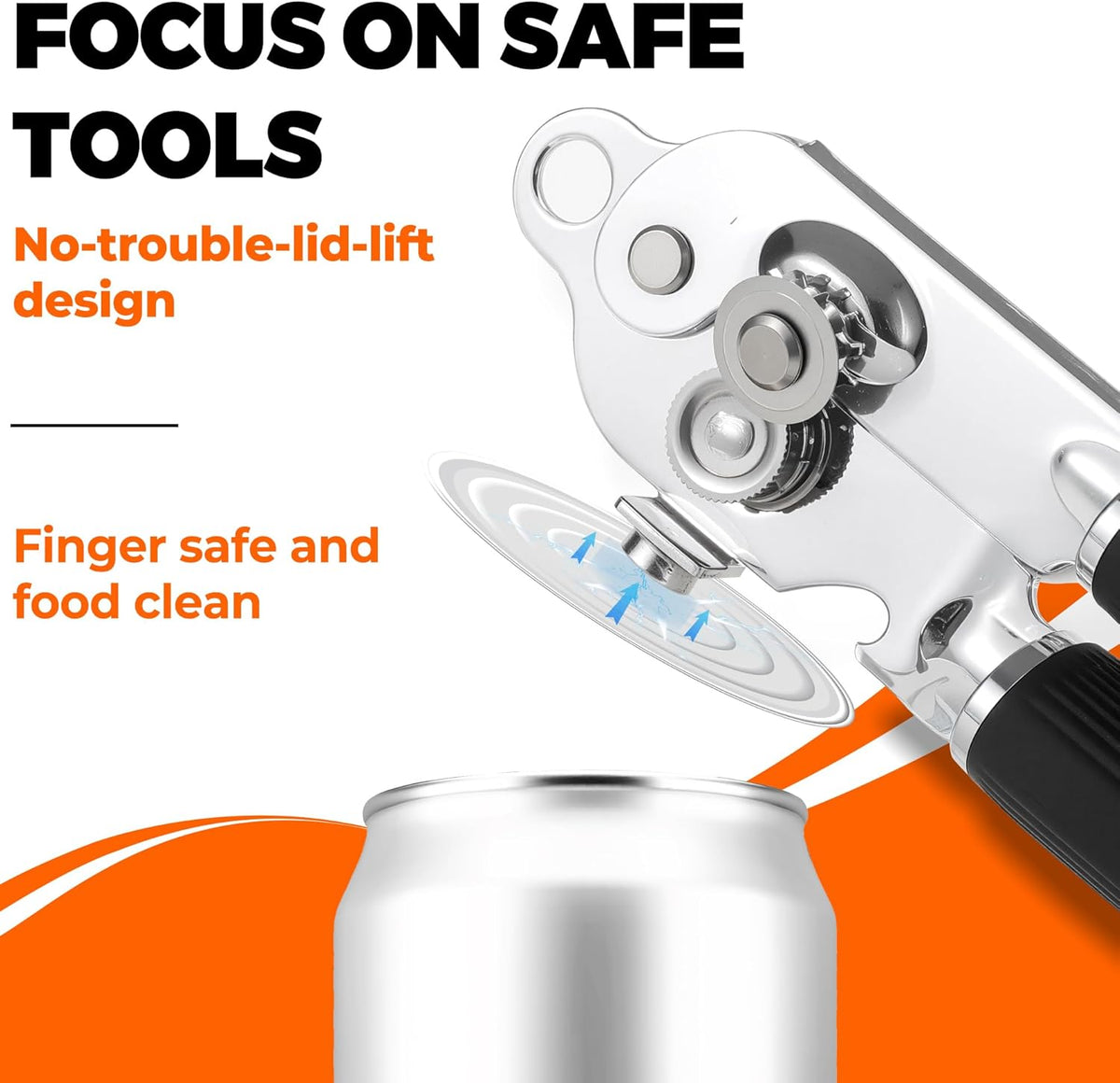 Manual Can Opener Heavy Duty Stainless Steel Smooth Edge with Magnet