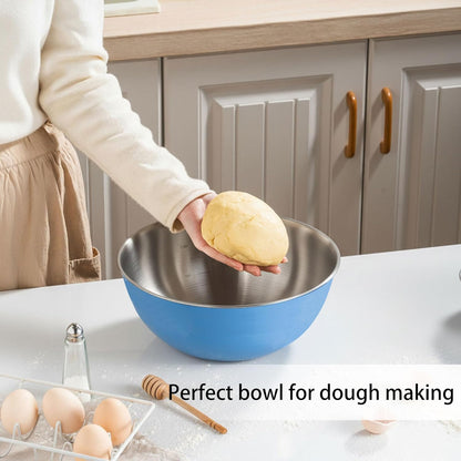 304 Stainless Steel Rice Washing Bowl and 40 Mesh Strainer Set, 3.5QT | 40-mesh strainer helps prevent grain loss while measurement marks and sturdy handles make rinsing and draining easier.