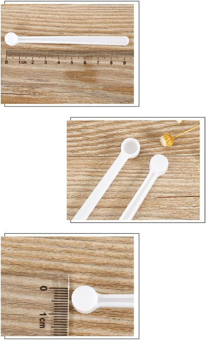 100pcs 0.25ml Mini Powder Scoops Plastic Measuring Spoons Supplies Teaspoon Micro Scoop Teaspoon Tiny Little Measuring Spoons For Cosmetics Medicines Seasoning