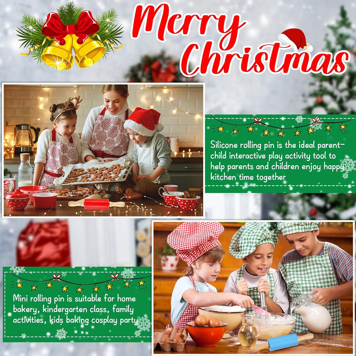 10 Pcs 9 Inch Mini Rolling Pins Kids with Wooden Handle | 5 Colors Silicone Non-stick, Small Dough Roller for Kids, Home Kitchen Baking Supplies for Dough Clay Cookie Pastry Cake