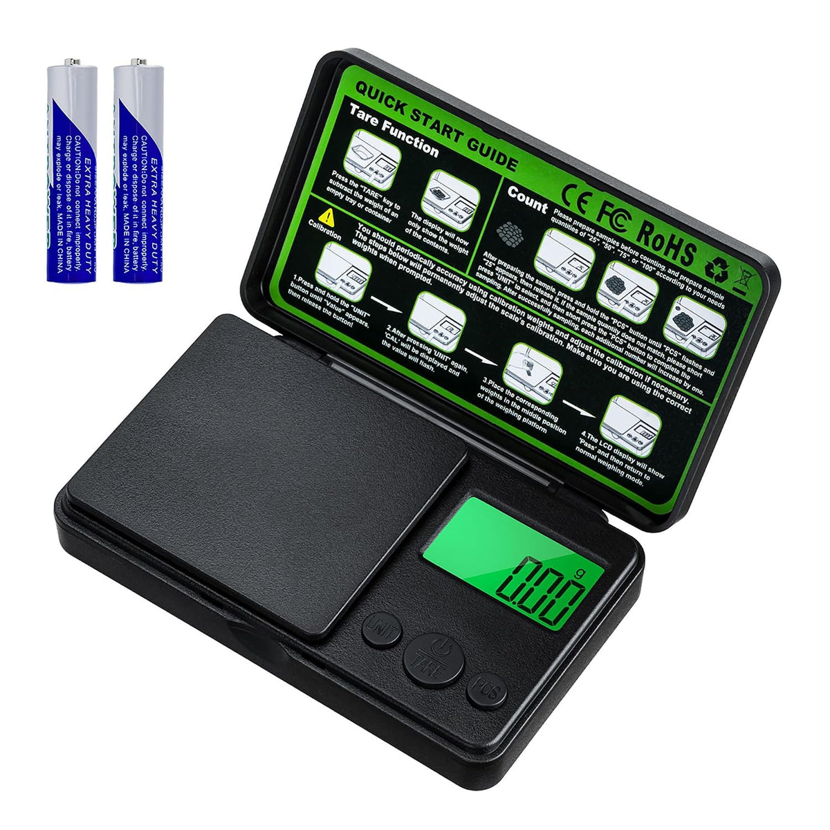 Digital Pocket Gram Scale 500g x 0.01g High Precision Mini Kitchen Scale with LCD Display for Food, Jewelry, Coin, Coffee, Grains, Powder Medicine