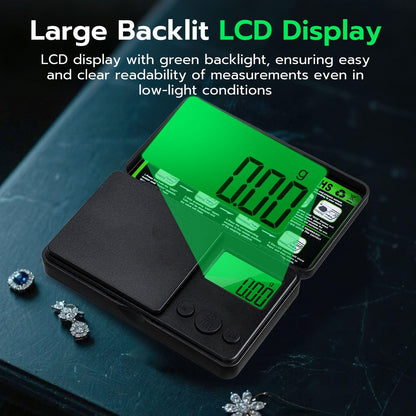 Digital Pocket Gram Scale 500g x 0.01g High Precision Mini Kitchen Scale with LCD Display for Food, Jewelry, Coin, Coffee, Grains, Powder Medicine