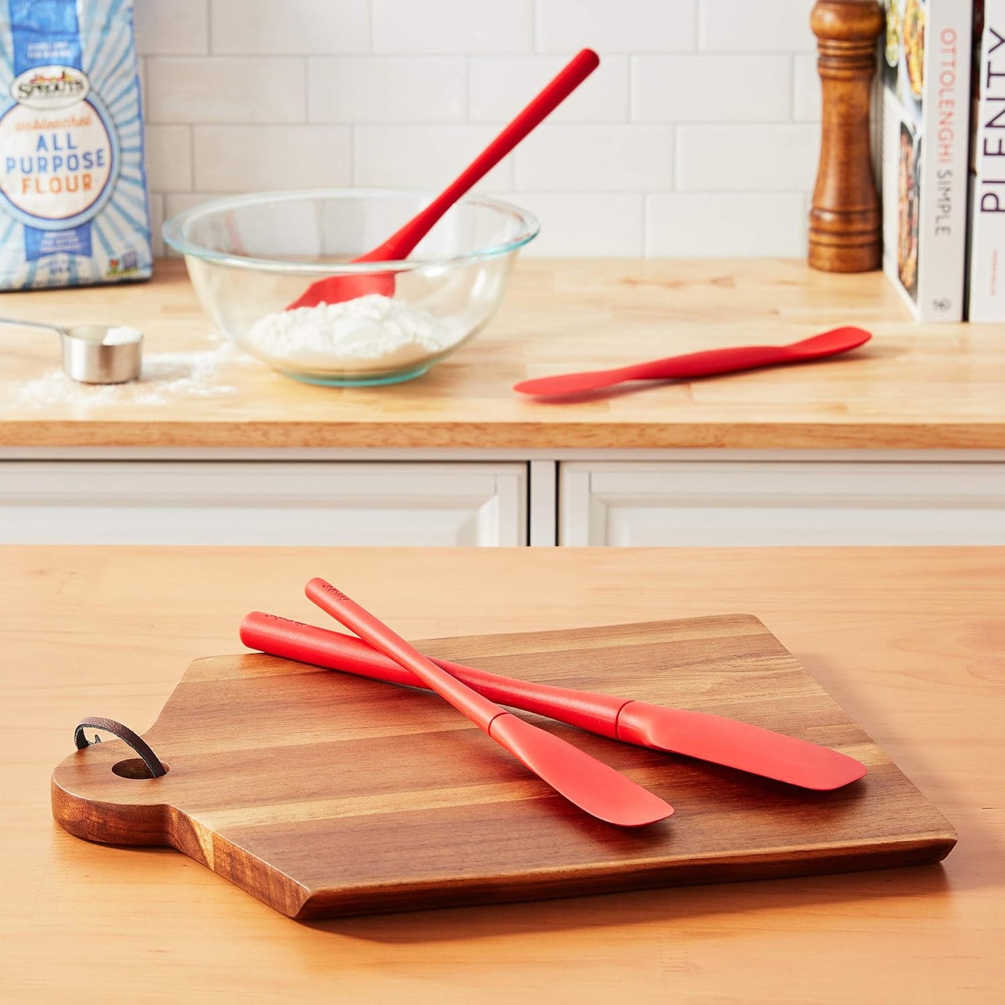 Flex Core Mini Silicone Spatula Set for Kitchen Prep and Baking, Silicone Kitchen Utensils Set with Spatula Spoonula & Scoop Tools, BPA Free Heat Resistant Silicone Cooking Set, Charcoal Gray