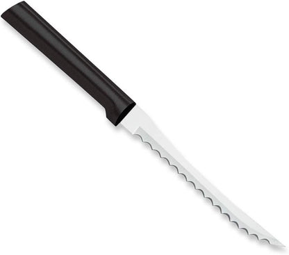 Tomato Slicer Knife (R126), Silver Handle | 5" Stainless Steel Serrated Blade, Silver Cast Aluminum Handle