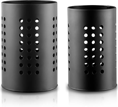 Kitchen Utensils Holder for Countertop Pack of 2, Stainless Steel Black Utensils Caddy, Farmhouse Stylish Organizer and Kitchen Decor Utensil Crock, Gift for New House New Apartment