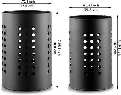 Kitchen Utensils Holder for Countertop Pack of 2, Stainless Steel Black Utensils Caddy, Farmhouse Stylish Organizer and Kitchen Decor Utensil Crock, Gift for New House New Apartment