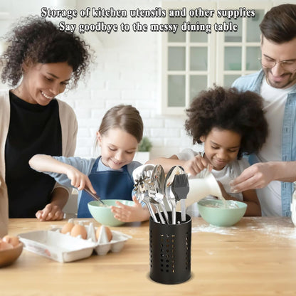Kitchen Utensils Holder for Countertop Pack of 2, Stainless Steel Black Utensils Caddy, Farmhouse Stylish Organizer and Kitchen Decor Utensil Crock, Gift for New House New Apartment