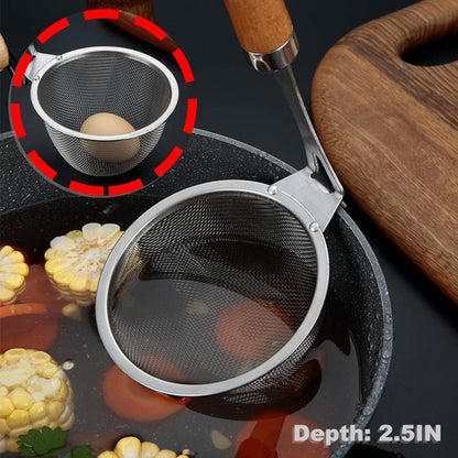 Premium 18/8 Stainless Steel Mesh Spider Spaghetti Dumpling Noodle Strainer -Mouth diameter 3.8 inch Basket and 8.1inch Handle