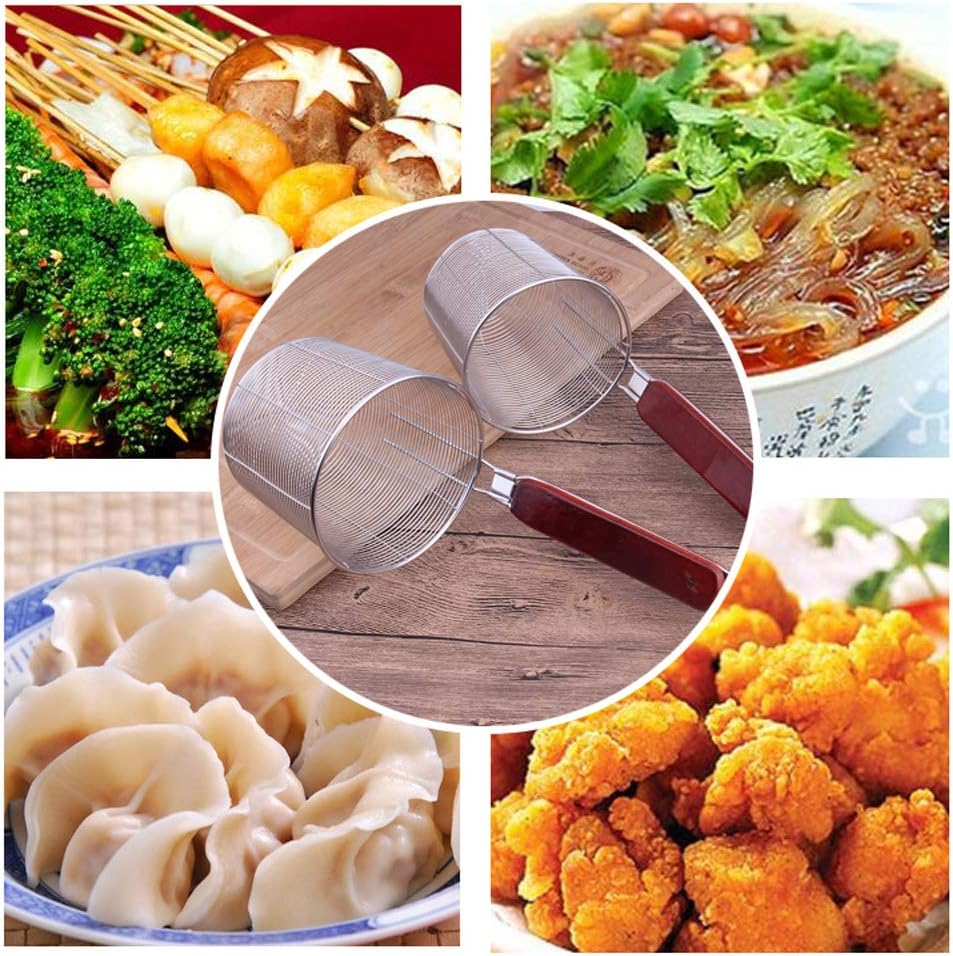 Premium 18/8 Stainless Steel Mesh Spider Spaghetti Dumpling Noodle Strainer -Mouth diameter 3.8 inch Basket and 8.1inch Handle
