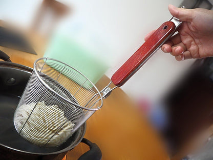 Premium 18/8 Stainless Steel Mesh Spider Spaghetti Dumpling Noodle Strainer -Mouth diameter 3.8 inch Basket and 8.1inch Handle