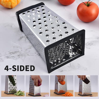 Cheese Grater - Mini Size 4-Sided Box Grater, Food Grater for Cheese, Parmesan & Vegetables, Dishwasher Safe Graters for Kitchen