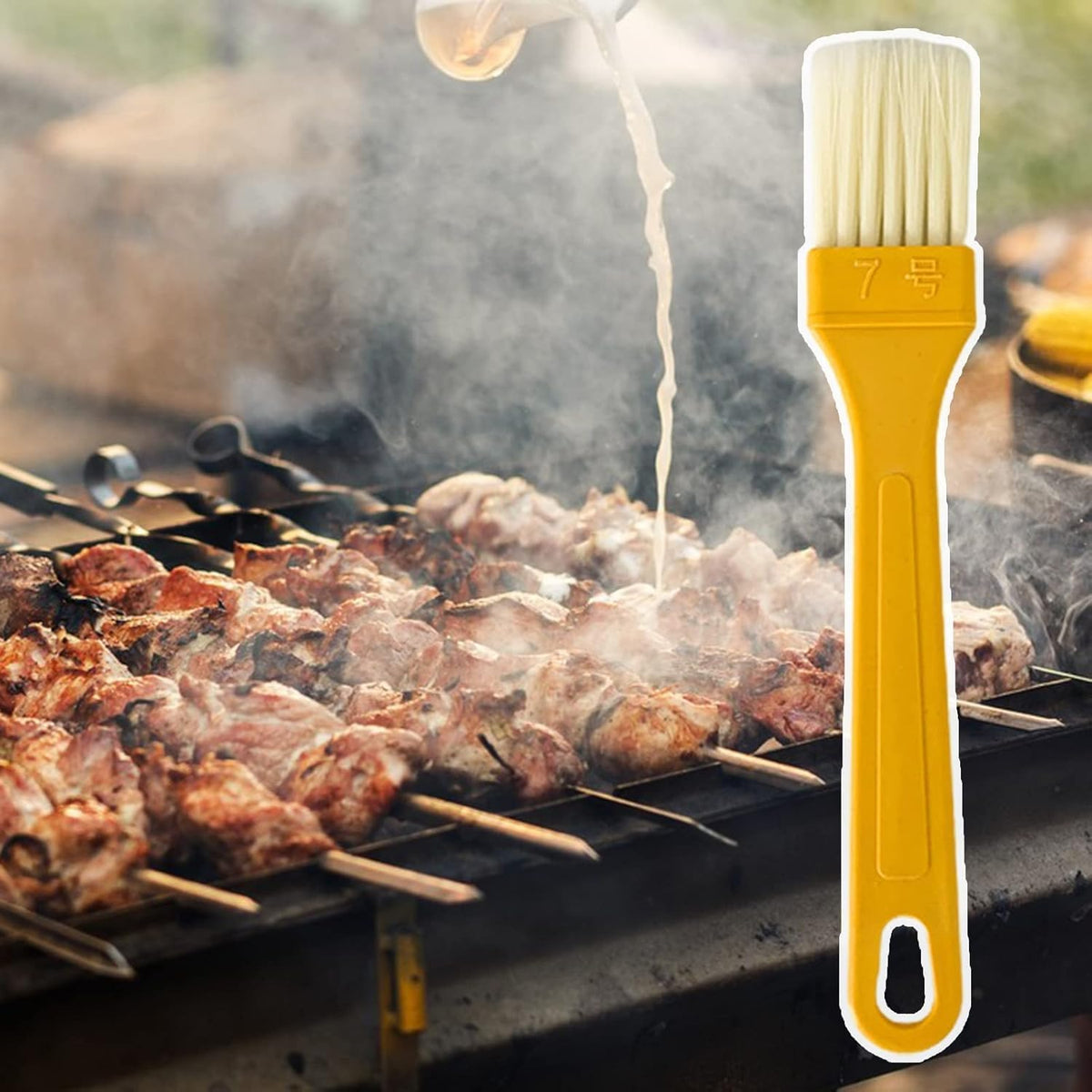 1 Pc Plastic Basting Pastry Brush Spread Oil Butter Sauce Marinades for BBQ Grill Baking Kitchen Cooking, Baste Pastries Cakes Meat Sausages Desserts, Outdoor Cooking Tools, Dishwasher Safe (A)