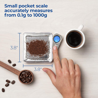 Blade Series Digital Pocket Gram Scale 1000g x 0.1g | Precision Mini Scale 0.1g Accuracy, Pocket Scale for Kitchen, Gold, Gems & Coin Scale, Smart Digital & Compact Scale