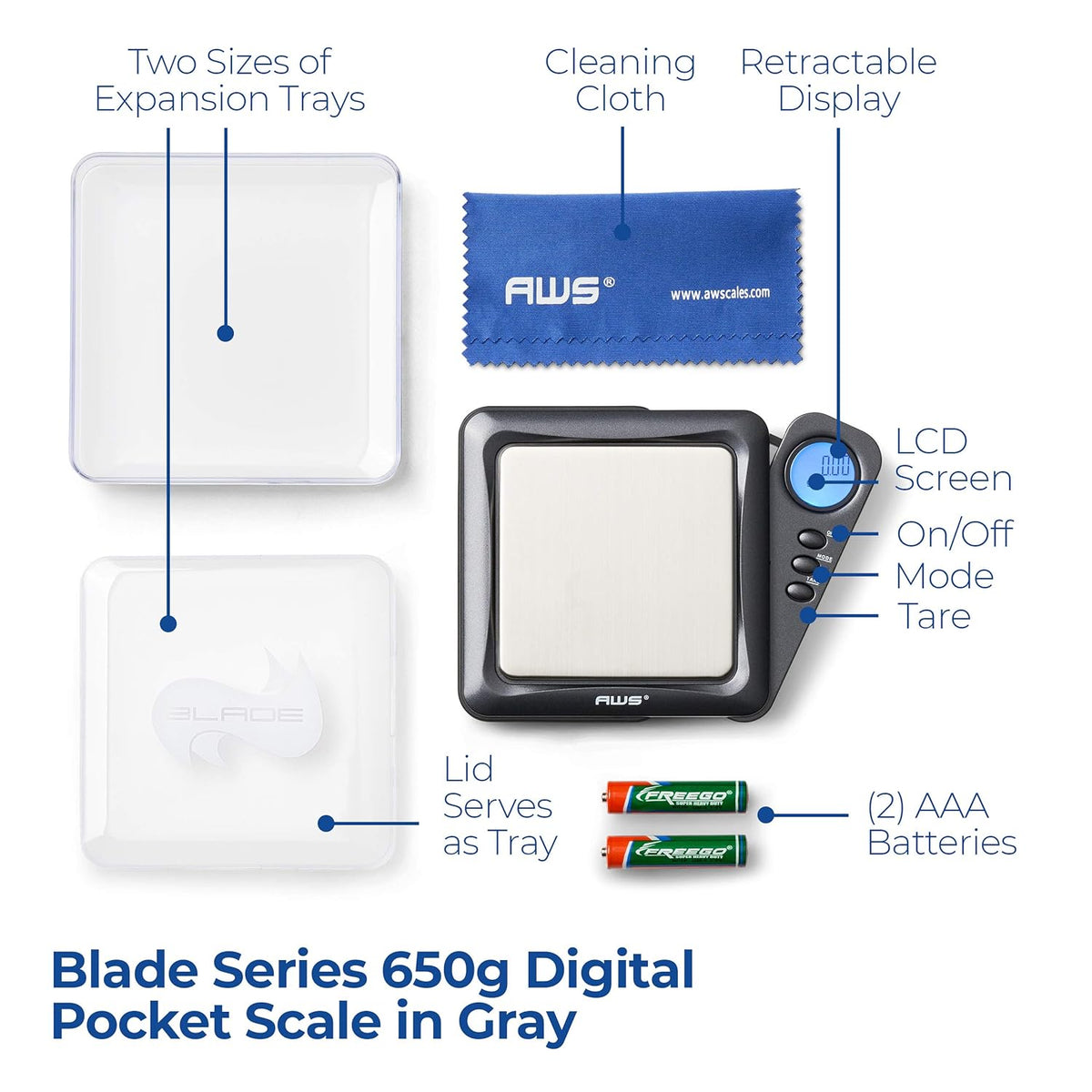 Blade Series Digital Pocket Gram Scale 1000g x 0.1g | Precision Mini Scale 0.1g Accuracy, Pocket Scale for Kitchen, Gold, Gems & Coin Scale, Smart Digital & Compact Scale