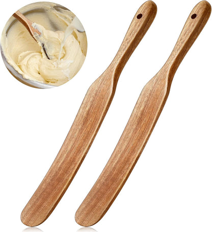 1 Pack 13" Acacia Wooden Spatula for Sourdough Starter, Mixing, Reaching Bottom of Jar, Dough Whisk, Long Handle Jar Spatula, Spurtle Kitchen Tool Wood Kitchen Utensil Kit for Baking, Cooking