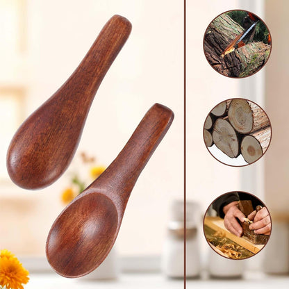 4 Pcs Tiny Wooden Spoons, 2.36in Mini Spoons for Spices Jars, Tiny Salt Spoon, Handmade Mini Wooden Spoon Set for Sauces, Honey, Jam, Sugar, Ice Cream Mustard Cooking