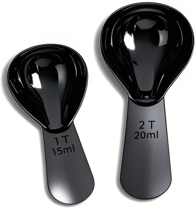 15ml 30ml Coffee Measuring Spoons Set, Black | stainless steel scoop, for tea leaves, coffee beans, ground coffee, milk powder, baking ingredients