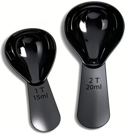 15ml 30ml Coffee Measuring Spoons Set, Black | stainless steel scoop, for tea leaves, coffee beans, ground coffee, milk powder, baking ingredients