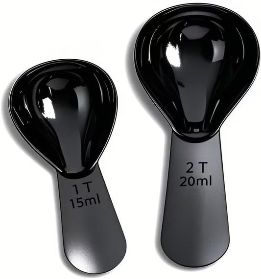 15ml 30ml Coffee Measuring Spoons Set, Black | stainless steel scoop, for tea leaves, coffee beans, ground coffee, milk powder, baking ingredients