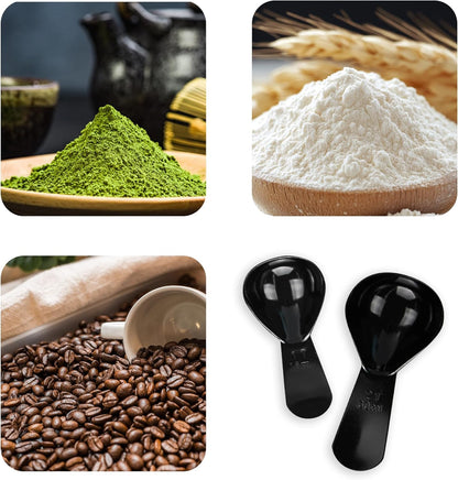 15ml 30ml Coffee Measuring Spoons Set, Black | stainless steel scoop, for tea leaves, coffee beans, ground coffee, milk powder, baking ingredients