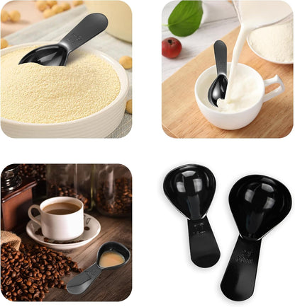 15ml 30ml Coffee Measuring Spoons Set, Black | stainless steel scoop, for tea leaves, coffee beans, ground coffee, milk powder, baking ingredients