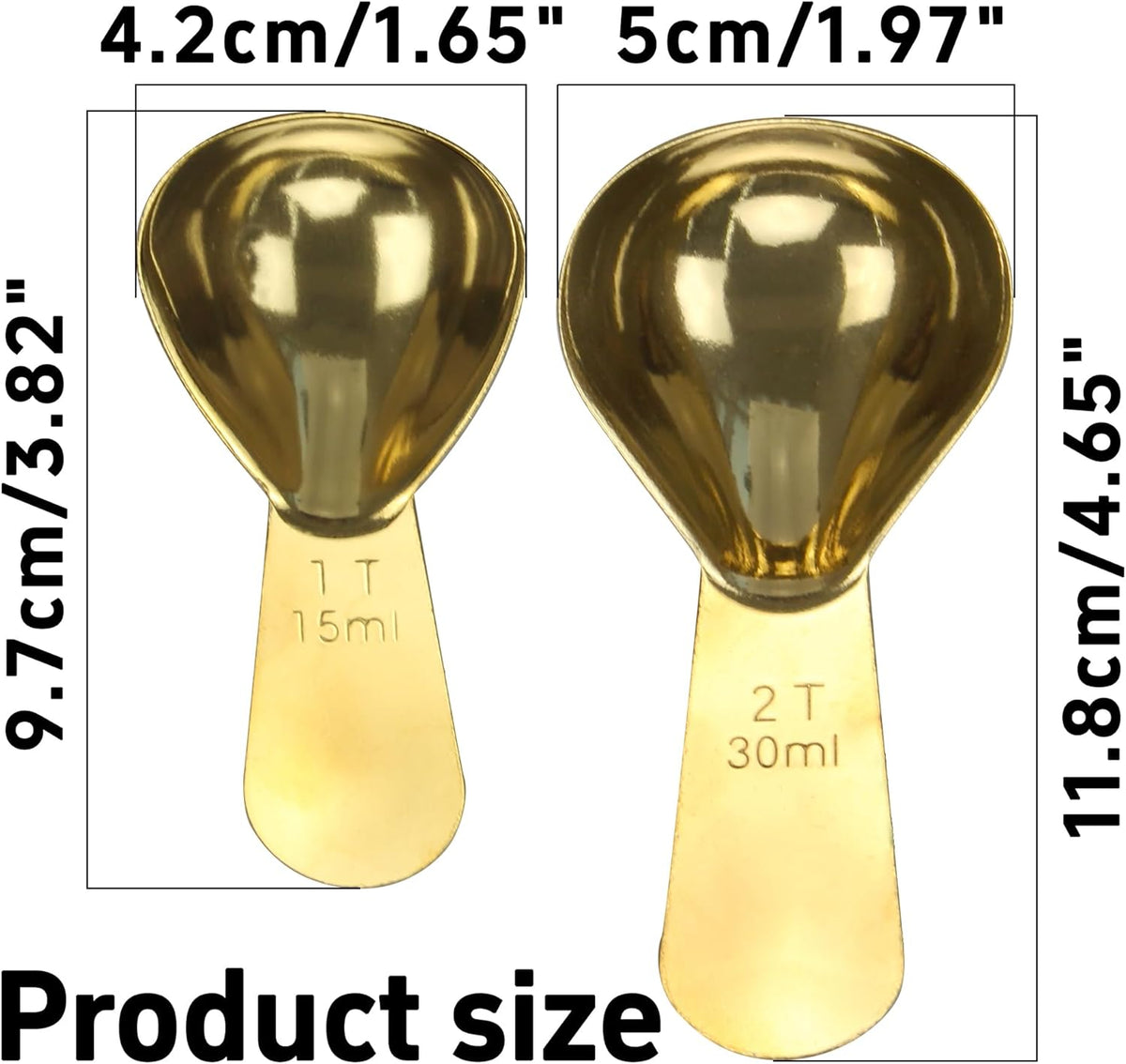 15ml 30ml Coffee Measuring Spoons Set, Black | stainless steel scoop, for tea leaves, coffee beans, ground coffee, milk powder, baking ingredients