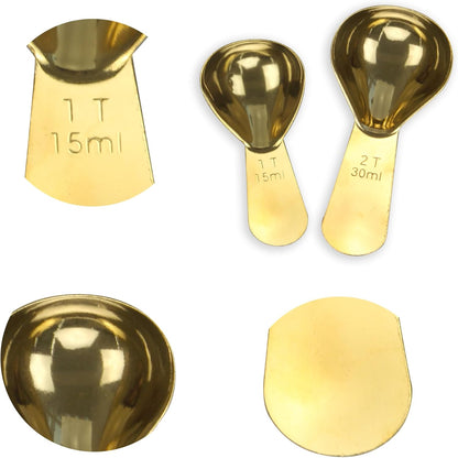 15ml 30ml Coffee Measuring Spoons Set, Black | stainless steel scoop, for tea leaves, coffee beans, ground coffee, milk powder, baking ingredients
