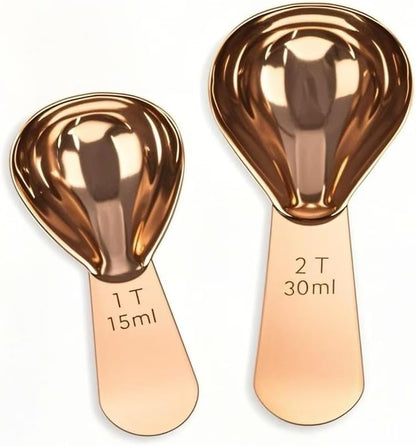 15ml 30ml Coffee Measuring Spoons Set, Black | stainless steel scoop, for tea leaves, coffee beans, ground coffee, milk powder, baking ingredients