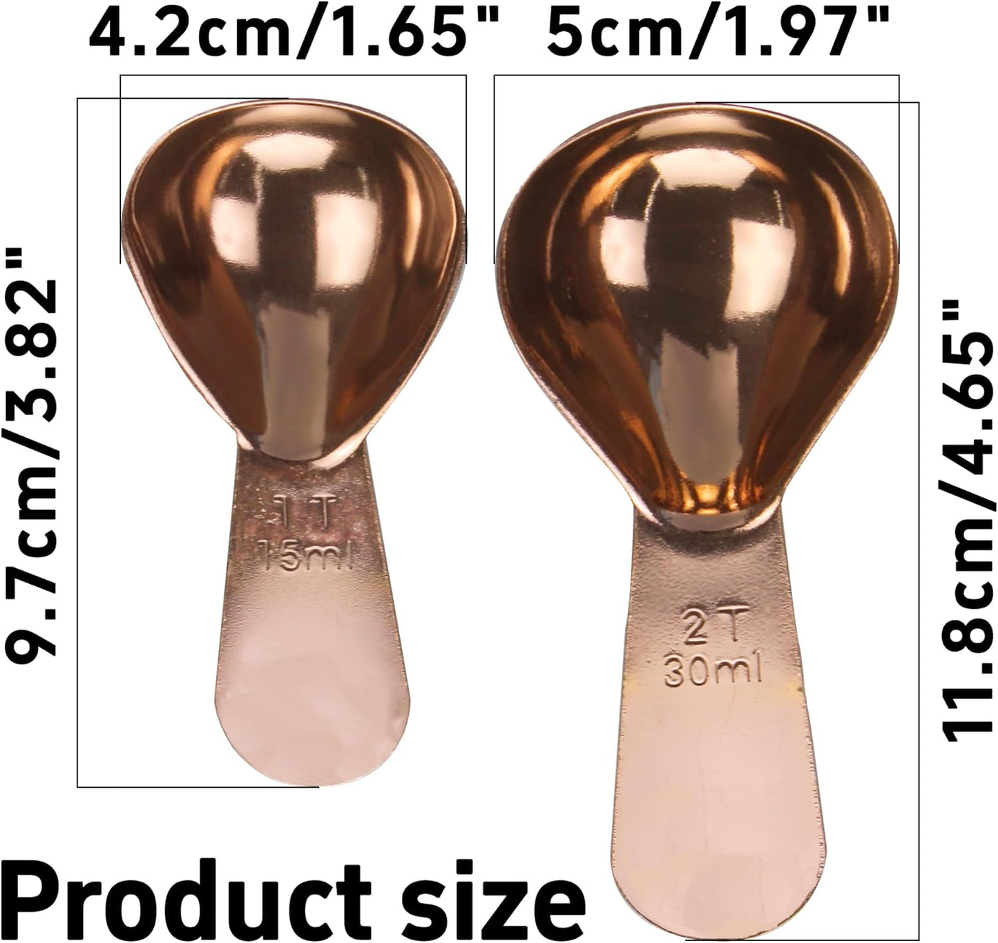 15ml 30ml Coffee Measuring Spoons Set, Black | stainless steel scoop, for tea leaves, coffee beans, ground coffee, milk powder, baking ingredients