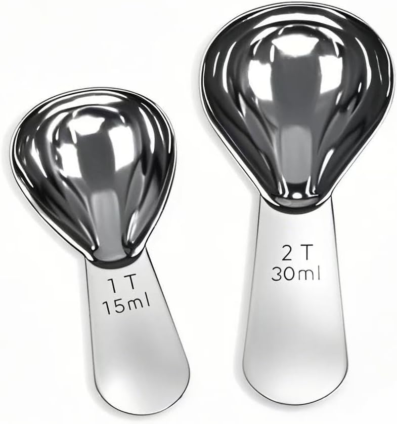 15ml 30ml Coffee Measuring Spoons Set, Black | stainless steel scoop, for tea leaves, coffee beans, ground coffee, milk powder, baking ingredients