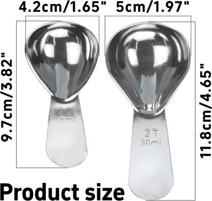 15ml 30ml Coffee Measuring Spoons Set, Black | stainless steel scoop, for tea leaves, coffee beans, ground coffee, milk powder, baking ingredients