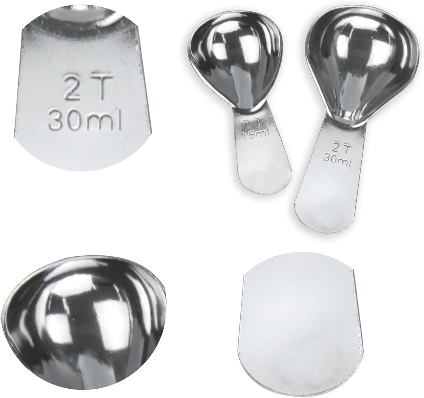 15ml 30ml Coffee Measuring Spoons Set, Black | stainless steel scoop, for tea leaves, coffee beans, ground coffee, milk powder, baking ingredients