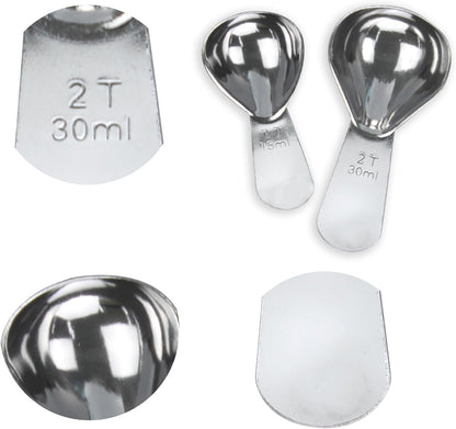 15ml 30ml Coffee Measuring Spoons Set, Black | stainless steel scoop, for tea leaves, coffee beans, ground coffee, milk powder, baking ingredients