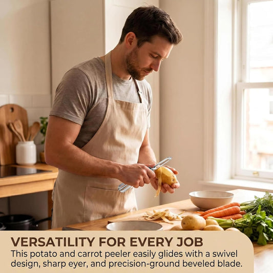 Kitchen vegetable peeler Stainless steel rotary peeler for vegetable and carrot fruit，with ergonomic safety and control handle-Dishwasher Safety